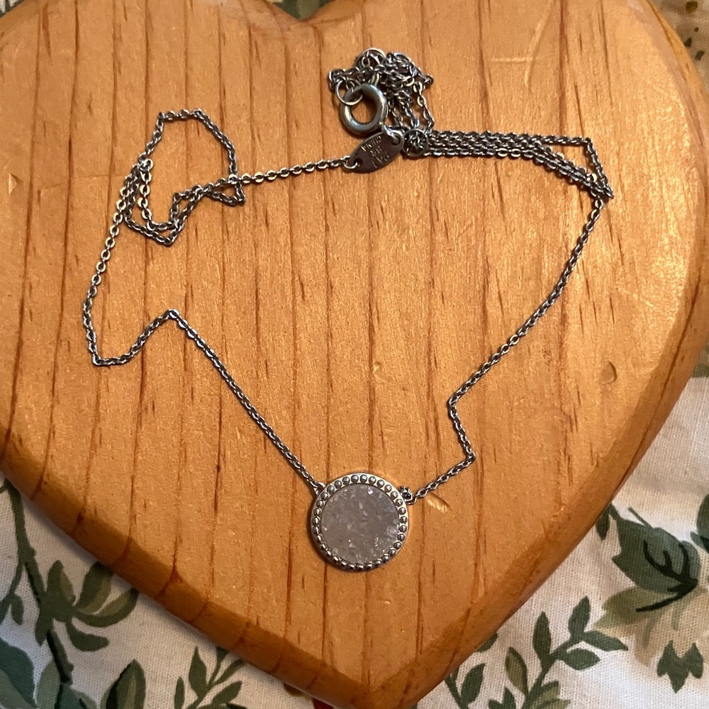 Kendra Scott Silver Textured Pendant Necklace